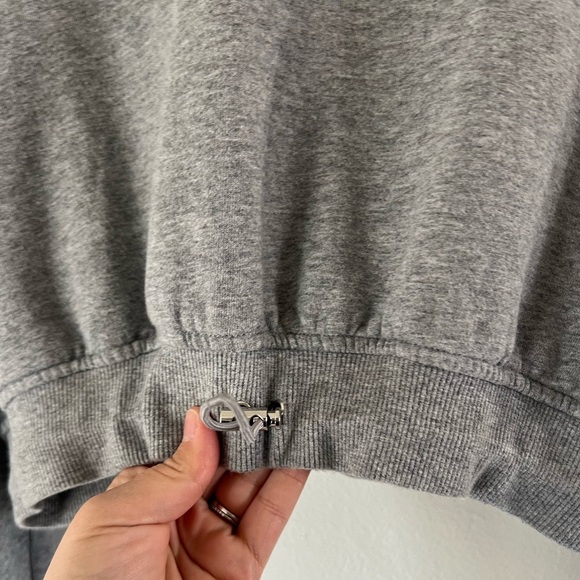 For Love & Lemons Josie Heather Gray Cropped Hooded Sweatshirt Size Large - Picture 6 of 11